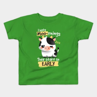 Cow hates mornings Kids T-Shirt